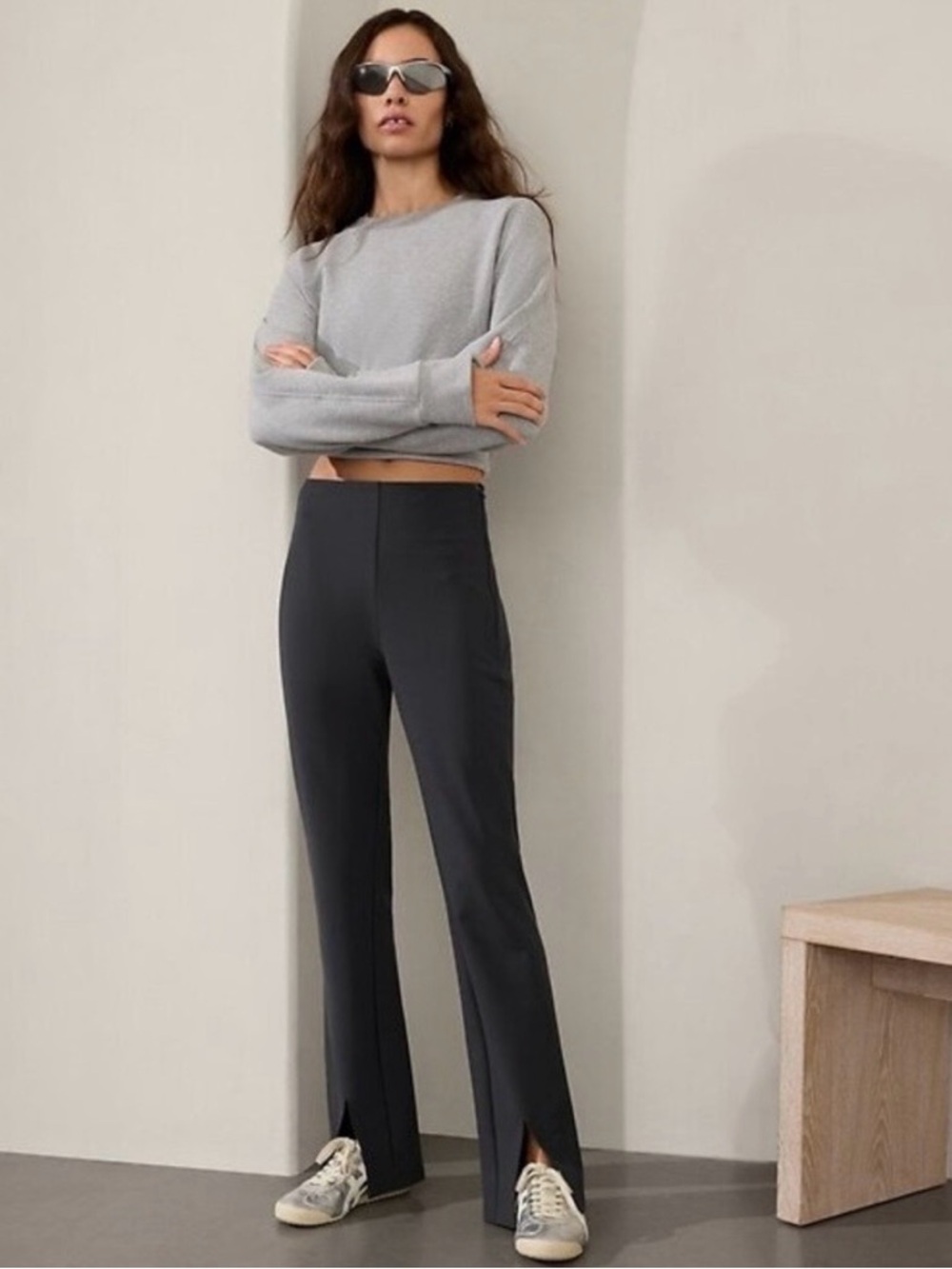 #15 - Athleta Black Straight-Leg Split-Hem Pants